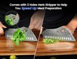 SYOKAMI🎁3-in-1 Kitchen Knife with Herb Stripper, 7" Asian Knife Combined with Chef Knife, Santoku, Nakiri for All-Around Food Preparation, Slicing, Chopping, Dicing, Mincing, Valentine's Day Gifts