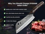 SYOKAMI🎁3-in-1 Kitchen Knife with Herb Stripper, 7" Asian Knife Combined with Chef Knife, Santoku, Nakiri for All-Around Food Preparation, Slicing, Chopping, Dicing, Mincing, Valentine's Day Gifts
