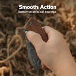 CIVIVI Placoid Pocket Knife for EDC, Folding Knife with 3.67" Damascus Blade Guibourtia Wood Handle For Men Women Gift C23079-DS1