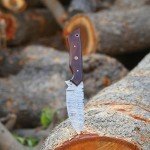 POLO CRAFT Custom Handmade Damascus Fixed Blade,Full Tang Hunting Knives With Leather Sheath (Gift) For Outdoor Camping. (Rose Wood Handle), PCL-0078