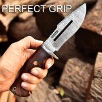 MOHID ENT Handmade Damascus Hunting Knife with Leather Sheath - Ideal for Skinning, Camping, Outdoor - EDC Fixed Blade Bushcraft Knife with Walnut Wood Handle- Horizontal Carry Knives For Men-4002