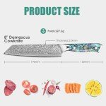 KEENZO Damascus Kiritsuke Knife 8 inch, Professional Chef Knife, Sharp Hand-Forged Kitchen Knives,Japanese 67-Layers Damascus Steel Butcher Knife,Ergonomic Handle with Gift Box