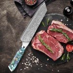 KEENZO Damascus Kiritsuke Knife 8 inch, Professional Chef Knife, Sharp Hand-Forged Kitchen Knives,Japanese 67-Layers Damascus Steel Butcher Knife,Ergonomic Handle with Gift Box