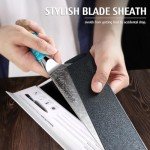 diamosteel Professional Chef Knife 8 Inch, Ultra Sharp Damascus Kitchen Knife with Blue Resin Handle for Meat & Vegetable Cutting, Present Box for Family & Restaurant