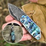 DRACHENADER Small Damascus Pocket Knife for Women and Men Abalone Knife Japanese Keychain Mini Pocket Knife Folding VG10 67 Layers Damascus Steel, birthday Gift Box Included