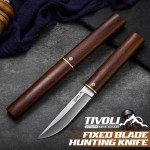 TIVOLI Samurai Knives 2 in 1, Japanese High Carbon Steel Double Blades Hunting Knife,Fixed Blade Bushcraft Knife for Camping, Survival, Outdoors, Ideal Gift for Man