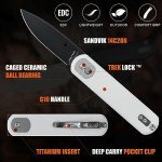 Vosteed Corgi Small Folding Knife, Flipper Knife with Clip for Men Women Gifts, Patented Trek Lock Pocket Knife 2.99" Sandvik 14C29N Blade, G10 Handle for EDC