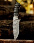 Handmade Skinning Damascus Steel Hunting Knife With Leather Sheath- Full Tang Cool Knives For Outdoor Camping- Best Outdoorsman Gift