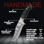 Handmade Skinning Damascus Steel Hunting Knife With Leather Sheath- Full Tang Cool Knives For Outdoor Camping- Best Outdoorsman Gift