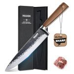 Huusk Japanese Chef Knife 8 Inch Gyuto Kitchen Knife Hand Forged Sushi Knives with Ergonomic Handle Professional Cooking Knife for Cuttting Meat Vegetables Premium Giftbox