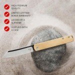 Boker Plus Zenshin 42 Brass - pocket knife with brass handle scales - classic Folding knife with 440C blade - with knife case