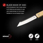 Boker Plus Zenshin 42 Brass - pocket knife with brass handle scales - classic Folding knife with 440C blade - with knife case
