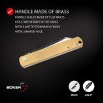 Boker Plus Zenshin 42 Brass - pocket knife with brass handle scales - classic Folding knife with 440C blade - with knife case