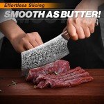 Huusk Meat Cleaver Knife Japanese Kitchen Knife 6.4 Inch, Hand Forged Butcher Knife for Meat Cutting, Vegetable Chopping Knife High Carbon Steel Damascus Pattern Chef Knife Cooking Gift for Men Women