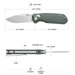 CJRB Maximal Folding Knife, 2.95" AR-RPM9 Steel Blade Green Micarta Handle Pocket Knife for Men Women, Crossbar Lock EDC Knife for Camping Hiking, Designed by David C. Andersen(J1954 Green)