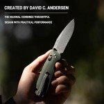CJRB Maximal Folding Knife, 2.95" AR-RPM9 Steel Blade Green Micarta Handle Pocket Knife for Men Women, Crossbar Lock EDC Knife for Camping Hiking, Designed by David C. Andersen(J1954 Green)