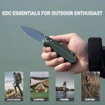 CJRB Maximal Folding Knife, 2.95" AR-RPM9 Steel Blade Green Micarta Handle Pocket Knife for Men Women, Crossbar Lock EDC Knife for Camping Hiking, Designed by David C. Andersen(J1954 Green)