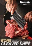 Huusk Butcher Knife for Meat Cutting, Japanese Meat Cleaver Knife with Sheath, Hand Forged Chopping Knife with Full Tang Handle, Heavy Duty Bone Cleaver Knife for Cooking Camping, Gifts Idea Men