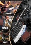 Huusk Butcher Knife for Meat Cutting, Japanese Meat Cleaver Knife with Sheath, Hand Forged Chopping Knife with Full Tang Handle, Heavy Duty Bone Cleaver Knife for Cooking Camping, Gifts Idea Men
