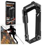 Carabiner Multitool 8-in-1 EDC Carabiners Pocket Knife, Serrated Knife, Rope Cutter, Screwdriver, Can Bottle Opener, Ruler, Survival Gear for Camping Climbing, Christmas Gifts for Men Women (Black)