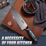 Huusk 8" Chef Knife, Stainless Japanese Kitchen Knife with Ergonomic Resin Handle & Sheath, Sharp Kitchen Knife Full Tang, Japanese High Carbon Steel Cooking Knife, Gift Box for Men Chef Christmas