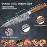 KEIZOKU 8 Inch Chef Knife Professional Japanese Damascus Steel Kitchen Knife with Rosewood Handle & Sheath