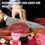 KEIZOKU 8 Inch Chef Knife Professional Japanese Damascus Steel Kitchen Knife with Rosewood Handle & Sheath