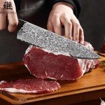 KEIZOKU 8 Inch Chef Knife Professional Japanese Damascus Steel Kitchen Knife with Rosewood Handle & Sheath