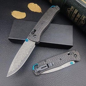 Folding Pocket Knife,Axis Lock Knife,3.15" Damascus Steel Knife, Black Carbon Fiber Handle with Pocket Clip for EDC. (Damascus)