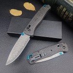 Folding Pocket Knife,Axis Lock Knife,3.15" Damascus Steel Knife, Black Carbon Fiber Handle with Pocket Clip for EDC. (Damascus)