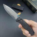 Folding Pocket Knife,Axis Lock Knife,3.15" Damascus Steel Knife, Black Carbon Fiber Handle with Pocket Clip for EDC. (Damascus)