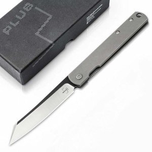 Boker Plus Zenshin - blade spur pocket knife with stainless steel handle scales - folding knife with 440C blade - small knife with bolster hole