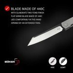 Boker Plus Zenshin - blade spur pocket knife with stainless steel handle scales - folding knife with 440C blade - small knife with bolster hole