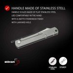 Boker Plus Zenshin - blade spur pocket knife with stainless steel handle scales - folding knife with 440C blade - small knife with bolster hole