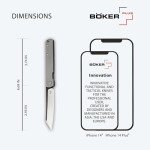 Boker Plus Zenshin - blade spur pocket knife with stainless steel handle scales - folding knife with 440C blade - small knife with bolster hole