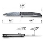 CIVIVI Savant Pocket Folding Knife 3.47-in Damascus Blade Stainless Steel Handle with G10 Twill Carbon Fiber Inlay Nested Frame Lock Knife EDC Knife C20063B-DS1