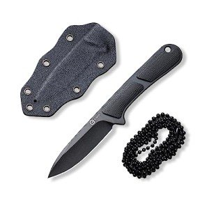 CIVIVI Mini Elementum Fixed Blade Knife with a Kydex Sheath and a Chain for EDC Neck Carry, Small Skeletonized Full Tang Knife with 2.24" Nitro-V Blade G10 Handle C23010-1