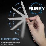 AUBEY Small Damascus Pocket Knife with Sheath, Sharp Tanto Blade Damascus Folding Knife for EDC, Wood Handle, Gift for Men Women