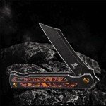 KATSU Camping Pocket Folding Japanese Knife, CPM S35VN Blade, Black Stonewashed Titanium Handle With Mars Valley Fat Carbon Fiber Inlay