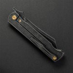 KATSU Camping Pocket Folding Japanese Knife, CPM S35VN Blade, Black Stonewashed Titanium Handle With Mars Valley Fat Carbon Fiber Inlay