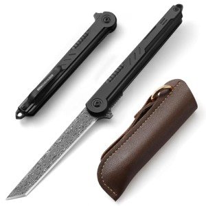 DRACHENADER Slim Damascus Pocket Knife for Men/Women, Tanto Knife Gentleman's Pocket Knives Small EDC Knife, Handmade 67 Layers VG10 core Damascus Blade, as Gift and Tool