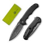 CIVIVI Button Lock Praxis Pocket Knife for EDC, Upgrade Folding Knife with Flipper 3.75" Damascus Blade plus Aluminum Handle, Cool Precious Gift for Men Women C18026E-DS1