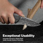 CIVIVI Button Lock Praxis Pocket Knife for EDC, Upgrade Folding Knife with Flipper 3.75" Damascus Blade plus Aluminum Handle, Cool Precious Gift for Men Women C18026E-DS1