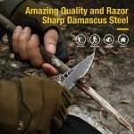DRACHENADER Damascus Pocket Knife for Men with Clip and Leather Sheath, Handcrafted 67-Layer Damascus Steel Folding knife Gentleman's Knives Slim, Wood Handle