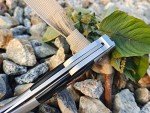 Russian Finka-NKVD KGB Folding Pocket Knife,3.74" Mirror Polished X12M Steel Blade,Aviation Aluminum Inlaid Resin Handle,Cowhide Sheath (Beige handle)