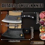 Huusk Knives Japan, Hand Forged Meat Cleaver Knife with Sheath, High Carbon Steel Kitchen Knife for Meat and Vegetables, Full Tang Butcher Knife for Camping, BBQ, Gift for Men Women