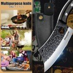 Huusk Knives Japan, Hand Forged Meat Cleaver Knife with Sheath, High Carbon Steel Kitchen Knife for Meat and Vegetables, Full Tang Butcher Knife for Camping, BBQ, Gift for Men Women