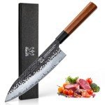 FAMCÜTE 8 Inch Japanese Knife, Hand Forged 5 Layers High Carbon 9CR18MOV Steel Rosewood Handle Chef Knife, Ultra Sharp Durable Professional Kitchen Knife, A Thoughtful Birthday Gifts for Mom/Dad
