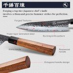 FAMCÜTE 8 Inch Japanese Knife, Hand Forged 5 Layers High Carbon 9CR18MOV Steel Rosewood Handle Chef Knife, Ultra Sharp Durable Professional Kitchen Knife, A Thoughtful Birthday Gifts for Mom/Dad