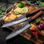 FAMCÜTE 8 Inch Japanese Knife, Hand Forged 5 Layers High Carbon 9CR18MOV Steel Rosewood Handle Chef Knife, Ultra Sharp Durable Professional Kitchen Knife, A Thoughtful Birthday Gifts for Mom/Dad